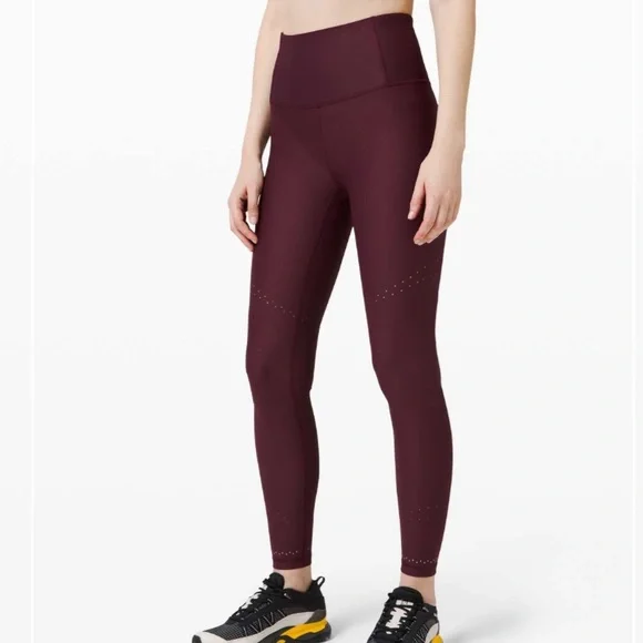 lululemon athletica, Pants & Jumpsuits, Lululemon Zoned In Tight Leggings  27 Burgundy